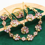 Luxury Flower Zircon Jewelry Set For Women Gold Wedding Jewelry Set - Genuine - Gemstone