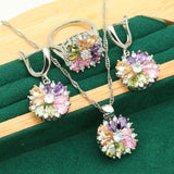 Luxury Flower Zircon Jewelry Set For Women Gold Wedding Jewelry Set - Genuine - Gemstone