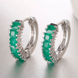 Luxury Green Flower Stud Earings For Women Bridal Jewelry - Genuine - Gemstone