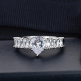 Luxury Heart Engagement Ring Silver For Women Wedding Jewelry - Genuine - Gemstone