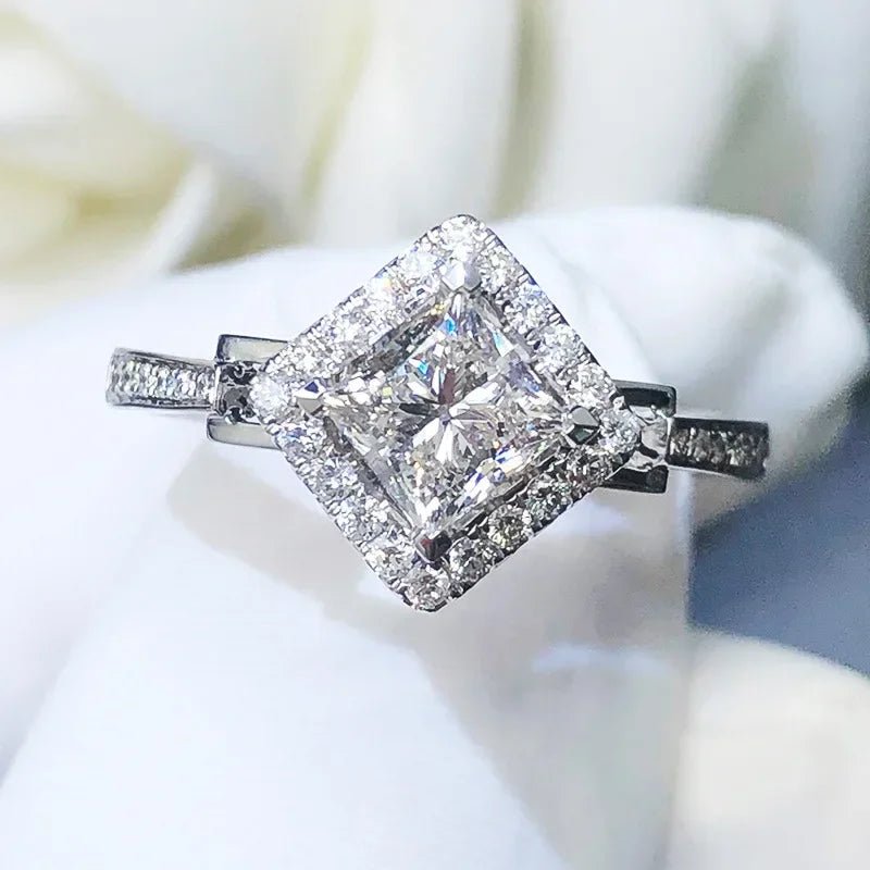 Luxury Inlaid AAA Zircon Ring Wedding Accessories Women's Jewelry - Genuine - Gemstone