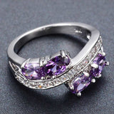 Luxury Natural Amethyst Ring Wedding Engagement 925 Sterling Silver - Genuine - Gemstone