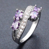 Luxury Natural Amethyst Ring Wedding Engagement 925 Sterling Silver - Genuine - Gemstone