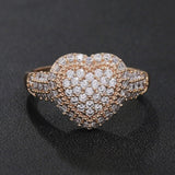 Luxury Promise Zircon Ring 585 Rose Gold Women Wedding Jewelry - Genuine - Gemstone