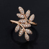 Luxury Promise Zircon Ring 585 Rose Gold Women Wedding Jewelry - Genuine - Gemstone