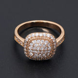 Luxury Promise Zircon Ring 585 Rose Gold Women Wedding Jewelry - Genuine - Gemstone