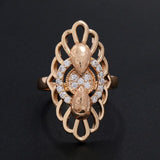 Luxury Promise Zircon Ring 585 Rose Gold Women Wedding Jewelry - Genuine - Gemstone