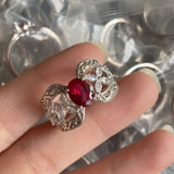 Luxury Red Ruby Crown Ring Woman Engagement Fine Jewelry - Genuine - Gemstone