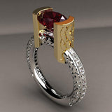 Luxury Red Ruby Gemstone Ring For Women Wedding Engagement Jewelry - Genuine - Gemstone