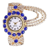 Luxury Sapphire Wristwatch Bracelet Watch Women Wedding Jewelry - Genuine - Gemstone