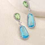 Luxury Sky Blue Aquamarine Drop Earrings for Women Bridal Party Jewelry - Genuine - Gemstone