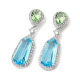 Luxury Sky Blue Aquamarine Drop Earrings for Women Bridal Party Jewelry - Genuine - Gemstone