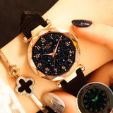 Luxury Starry Sky Watch For Women Red Leather Jewelry - Genuine - Gemstone