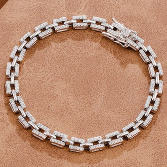 Luxury Tank Chain Moissanite Bracelet for Women Party Wedding Jewelry - Genuine - Gemstone