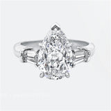 Luxury Water Drop 6ct Diamond Ring Engagement for Women Jewelry - Genuine - Gemstone