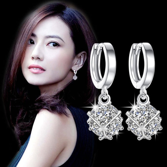 Luxury Zircon Stud Earring 925 Silver Women Wedding Jewelry - Genuine - Gemstone