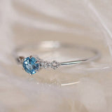 Natural Blue Aquamarine Ring Silver Women Wedding Jewelry - Genuine - Gemstone