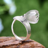 Natural Crystal Handmade 925 Sterling Silver Fine Jewelry Lily of the Valley Flower Rings For Women - Genuine - Gemstone