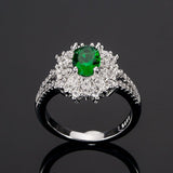 Natural Emerald Gemstone Ring 925 Silver Women's Wedding Jewelry - Genuine - Gemstone