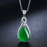 Natural Gemstone Corundum Pendant Necklace Turquoise 925 Sterling Silver Collarbone - Genuine - Gemstone