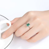 Natural Large Green Emerald Ring Wedding Real 925 Silver Sterling Women Jewelry - Genuine - Gemstone