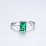 Natural Large Green Emerald Ring Wedding Real 925 Silver Sterling Women Jewelry - Genuine - Gemstone