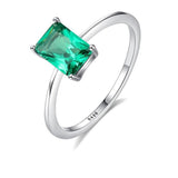 Natural Large Green Emerald Ring Wedding Real 925 Silver Sterling Women Jewelry - Genuine - Gemstone