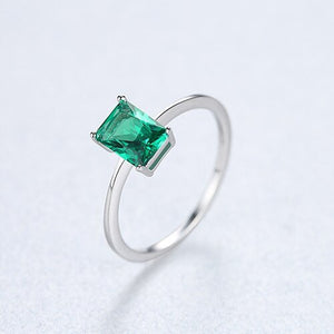 Natural Large Green Emerald Ring Wedding Real 925 Silver Sterling Women Jewelry - Genuine - Gemstone