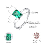 Natural Large Green Emerald Ring Wedding Real 925 Silver Sterling Women Jewelry - Genuine - Gemstone