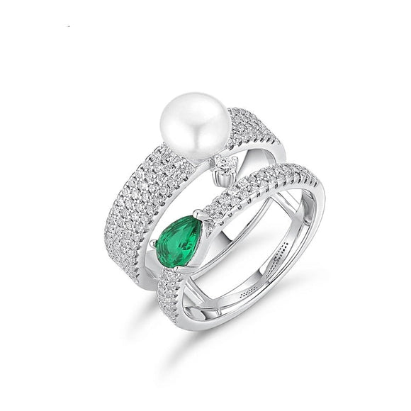 Natural Pearl Green Ring Freshwater For Women Wedding Jewelry - Genuine - Gemstone