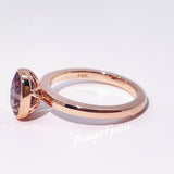 Oval Alexandrite Women Ring 18k Rose Gold Wedding Jewelry - Genuine - Gemstone