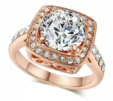 Princess Zircon Gemstones Ring 18K Rose Gold Engagement Jewelry - Genuine - Gemstone