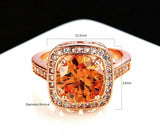 Princess Zircon Gemstones Ring 18K Rose Gold Engagement Jewelry - Genuine - Gemstone