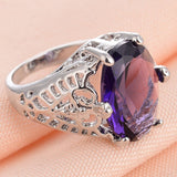 Purple Alexandrite Engagement Ring Art Deco Women's Wedding Jewelry - Genuine - Gemstone