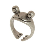 Retro Silver Frog Ring Women Anniverssary Party Jewelry - Genuine - Gemstone