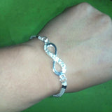 Rhinestone Infinity Bracelet Silver Gemstone Women's Jewelry - Genuine - Gemstone