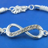 Rhinestone Infinity Bracelet Silver Gemstone Women's Jewelry - Genuine - Gemstone