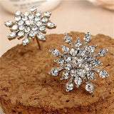 Snow Flake Gemstone Stud Earrings Splinter Women's Wedding Jewelry - Genuine - Gemstone