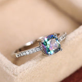 Square Blue Gemstone Ring Women Engagement Jewelry - Genuine - Gemstone