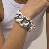 Thick Link Chain Bracelet Women Anniverssary Jewelry - Genuine - Gemstone