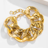 Thick Link Chain Bracelet Women Anniverssary Jewelry - Genuine - Gemstone