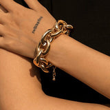 Thick Link Chain Bracelet Women Anniverssary Jewelry - Genuine - Gemstone