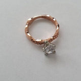 TowTone Moissanite Engagement Ring Rose Gold Women Wedding Jewelry - Genuine - Gemstone