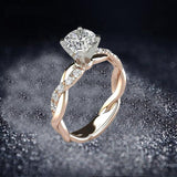 TowTone Moissanite Engagement Ring Rose Gold Women Wedding Jewelry - Genuine - Gemstone