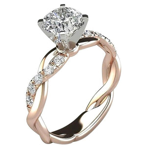 TowTone Moissanite Engagement Ring Rose Gold Women Wedding Jewelry - Genuine - Gemstone