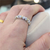 Twotone Diamond Engagement Ring 14K Yellow Gold Silver Jewelry - Genuine - Gemstone