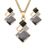 Unique Bridal Jewelry Set for Women Zircon Pendant Necklace Earrings - Genuine - Gemstone