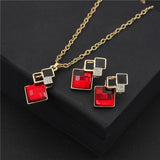 Unique Bridal Jewelry Set for Women Zircon Pendant Necklace Earrings - Genuine - Gemstone