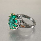 Vintage Green Emerald Ring Dazzling Cut Wedding Women Delicate Fine Jewelry - Genuine - Gemstone