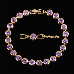 Vintage Purple Amethyst Gemstones Bracelets Gold for Women Jewelry - Genuine - Gemstone